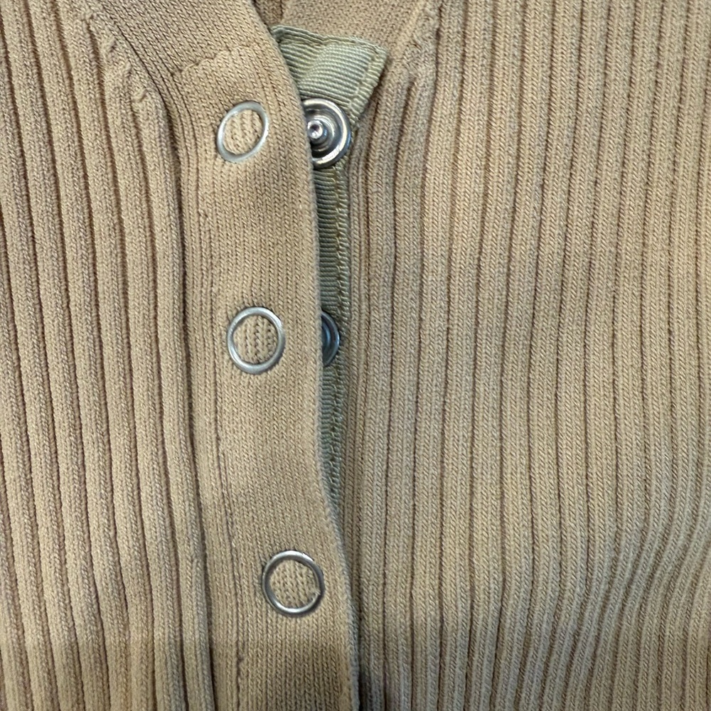 Vici Beige Ribbed Button-Up Bodysuit - Picture 4 of 5